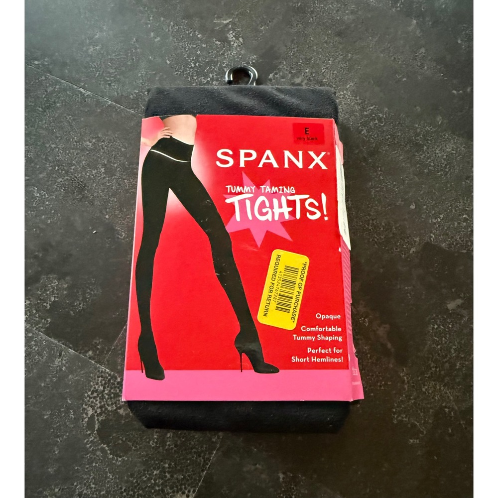 Spanx Tummy Taming Tights Very Black Opaque Firm Shaping Hosiery 20129R Size E